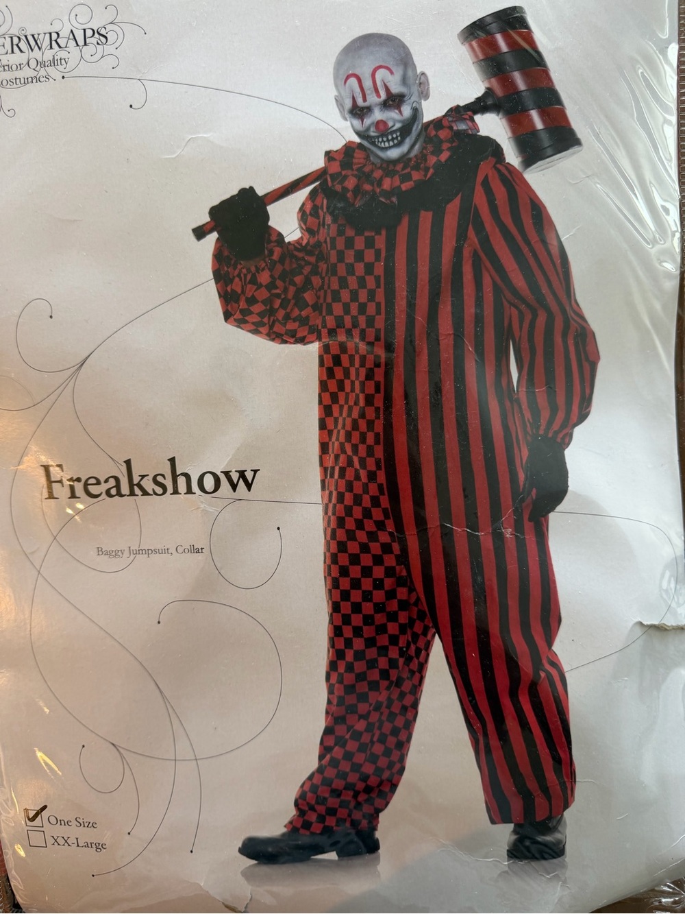 Adult Red & Black Baggy Jumpsuit with Collar